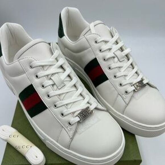 Women's Gucci, ace leather, web stripe sneakers size 40 made in Italy - Picture 14 of 14